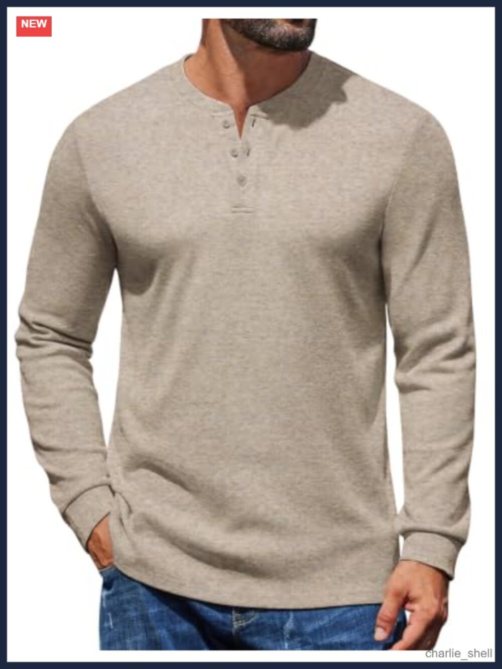 Mens Henley Shirt Long Sleeve Button T-Shirt Casual Pullover Tee - Picture 1 of 6